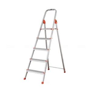 Alija 5 Step Aluminum Ladder | Foldable | Anti-Slip Steps | Safety Handrail | Heavy-Duty Home Ladder