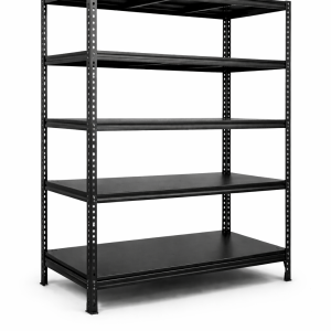 Heavy Duty Storage Rack, Black, 5-Tier Shelving Unit, 99" H x 58" W x 36" D, Metal Construction Powder Coated