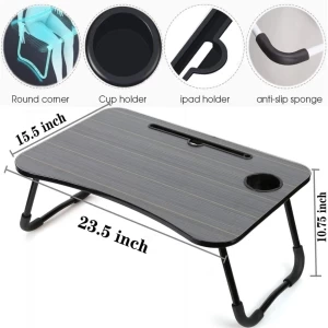 Bed Table Standard | Round Corners | In-Built Cup Holder | In- Built I-Pad Holder | Anti-Slip Sponge