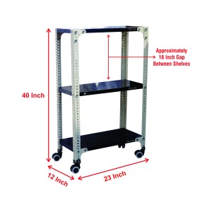 Slotted Angle Rack with Castor/wheel (200 kg capacity) 360° Movable unit (22 Gauge shelf 16 gauge angle) (Ivory-Black)