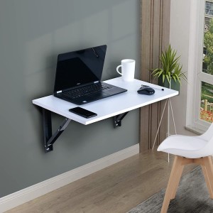 Folding Wall Mounted Engineered Wood Study Table/Office Table Stand/Laptop Table Fold-able/(60 cm x 40 cm) - (Medium, Ivory)