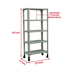 Slotted Angle Rack (48 x 23 x 12 Inch) with Castor/wheel (200 kg capacity) 360° Movable unit (22 Gauge shelf 16 gauge angle)