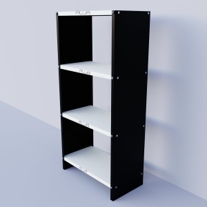 Solid Metal Bookcase/Library/Book Shelf/Rack (48 x 23 x 12 Inch) with 4 Shelves (Black and Ivory)