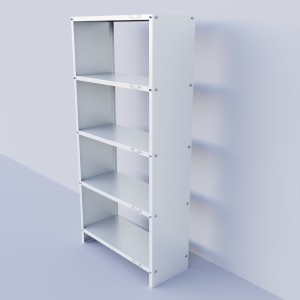 Solid Metal Bookcase/Library/Book Shelf/Rack (60 x 29 x 12 Inch) - Ivory With 5 Shelves