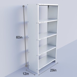 Solid Metal Bookcase/Library/Book Shelf/Rack (60 x 29 x 12 Inch) - Ivory With 5 Shelves