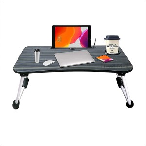 Study Table/Bed Table/Fold-able and Portable Wooden/Writing Desk for Office/Home/School (Black)