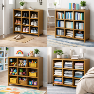 Industrial Storage Organizer Cabinet, 9-Compartment Metal Shelving Unit, Yellow, Workshop Tool Organization System, Heavy-Duty Garage Storage Solutio