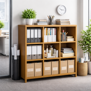 Industrial Storage Organizer Cabinet, 9-Compartment Metal Shelving Unit, Yellow, Workshop Tool Organization System, Heavy-Duty Garage Storage Solutio