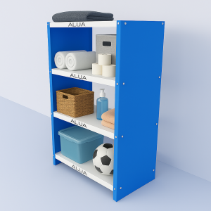 ALIJA 4-Tier  Display Shelf, Blue and White, Modern Storage Rack