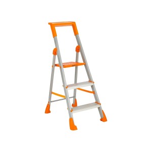 Alija 2 Step Aluminum Ladder | Foldable | Anti-Slip Steps | Safety Handrail | Heavy-Duty Home Ladder