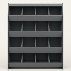 ALIJA Swiftlet Heavy-Duty Metal Storage Rack, 4-Tier, 16 Compartments, 58.4 x 58.4 x 15.2 cm, Dark Grey
