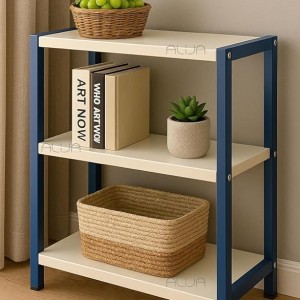 ALIJA Trakehner 3-Tier Storage Shelf Unit, White and Ivory, Modern Design (36"H x 36"L x 9"D )