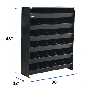 ALIJA Industrial Steel Parts Storage Organizer Shelf – Multi-Compartment Hardware Bin Rack for Garage, Workshop, and Tool Room (48hx36wx12d)