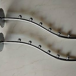 Curved Wall Mounted Display Hook, Chrome Metal, 8-Ball Design, Modern Retail Fixture