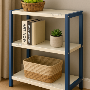 ALIJA Trakehner 3-Tier Storage Shelf Unit, White and Ivory, Modern Design