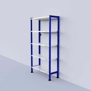 5-Tier Metal Storage Rack, Blue and White, Multipurpose Shelving Unit for Home, Office, Shop