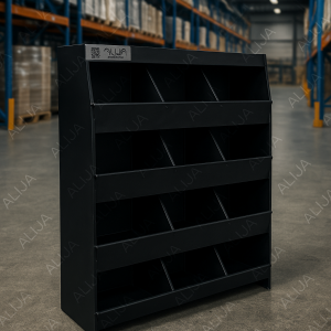 Swiftlet Heavy-Duty Metal Storage Rack, 4-Tier, 12 Compartments, 23 x 18 x 8 inch, Black