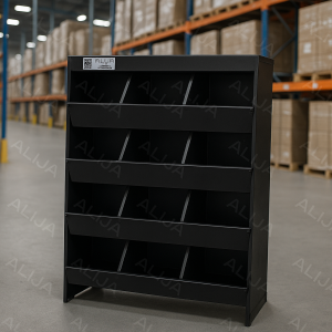 Swiftlet Heavy-Duty Metal Storage Rack, 4-Tier, 12 Compartments, 23 x 18 x 8 inch, Black