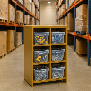 6-Cube Storage Organizer, Gold Metal Frame, 36H x 24Wx12D Inch Garage Tool Cabinet, Multi-Compartment Shelving Unit