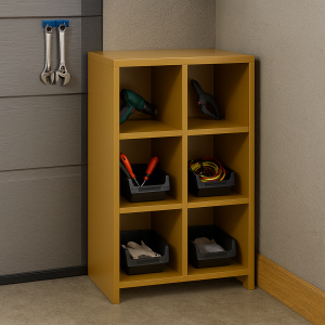 6-Cube Storage Organizer, Gold Metal Frame, 36H x 24Wx12D Inch Garage Tool Cabinet, Multi-Compartment Shelving Unit