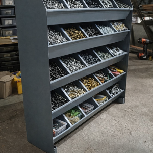 Alija Swiftlet Industrial Metal Bin Storage Rack, 25-Compartment Hardware Organizer for Nuts, Bolts, Screws & Small Tools – 30”W x 29”H x 8”D – Garage