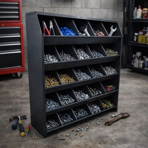 ALIJA Swiftlet Metal Storage Organizer, Dark Gray, 25 Compartment Bin Rack, Hardware Parts Tool Organizer for Garage Workshop